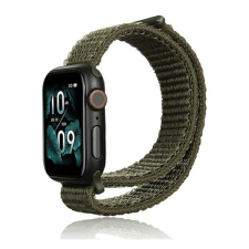 Gigapack Apple Watch Series 9 41mm pótszíj (egyedi méret, nylon, tépőzáras, légáteresztő) sötétzöld okosóra kellék