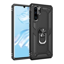 Gigapack Defender Huawei P30 Pro műanyag (közepesen ütésálló, telefontartó gyűrű, beépített fémlemez, fekete) tok és táska