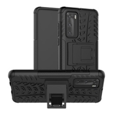 Gigapack Defender Huawei P40 műanyag telefonvédő (közepesen ütésálló, kitámasztó, autógumi minta, fekete) tok és táska