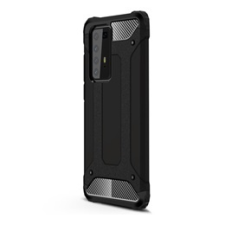 Gigapack Defender Huawei P40 Pro 5G műanyag telefonvédő (közepesen ütésálló, légpárnás sarok, fémhatás, fekete) tok és táska