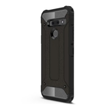 Gigapack Defender LG G8 ThinQ műanyag telefonvédő (közepesen ütésálló, légpárnás sarok, fémhatás, fekete) tok és táska