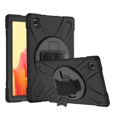 Gigapack Defender műanyag telefonvédő (közepesen ütésálló, kitámasztó, 360°-ban forgatható + kézpánt) FEKETE Samsung Galaxy Tab A7 10.4 (2020) WIFI SM-T500, Samsung Galaxy Tab A7 10.4 (2020) LTE tablet tok