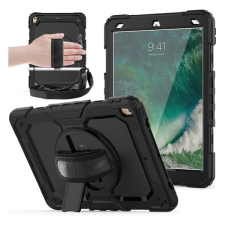 Gigapack Defender műanyag telefonvédő (közepesen ütésálló, kitámasztó, 360°-ban forgatható + kézpánt, vállpánt) FEKETE Apple IPAD Air 2019 (Air 3), Apple IPAD Pro 10.5 (2017) tablet tok