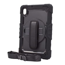 Gigapack Defender műanyag telefonvédő (közepesen ütésálló, kitámasztó, 360°-ban forgatható + kézpánt, vállpánt) FEKETE [Lenovo Tab M10 HD (TB-X306F)] (5996591088044) tablet tok