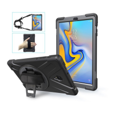 Gigapack Defender műanyag telefonvédő (közepesen ütésálló, kitámasztó, 360°-ban forgatható + kézpánt, vállpánt) FEKETE [Samsung Galaxy Tab A 10.5 LTE (2018) SM-T595] (5996457820535) tablet tok