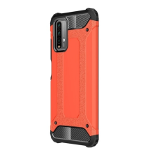 Gigapack Defender műanyag telefonvédő (közepesen ütésálló, légpárnás sarok, Xiaomi Redmi 9T szilikon belső, fémhatás) piros tok és táska