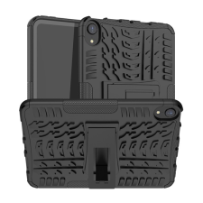 Gigapack Defender műanyag telefonvédő (közepesen ütésálló, szilikon belső, kitámasztó, autógumi minta) FEKETE Apple IPAD mini 6 (2021) tablet tok