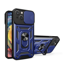 Gigapack Defender műanyag telefonvédő (közepesen ütésálló, szilikon belső, telefontartó gyűrű, kamera védelem) SÖTÉTKÉK Apple iPhone 14 tok és táska