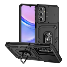 Gigapack Defender műanyag telefonvédő (ütésállóság, szilikon belső, tartógyűrű, kameravédő) FEKETE Samsung Galaxy A16 tok és táska