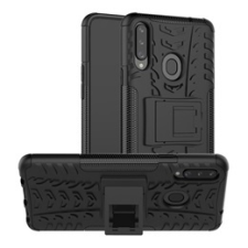 Gigapack Defender Samsung Galaxy A20s műanyag telefonvédő (közepesen ütésálló, kitámasztó, autógumi minta, fekete) tok és táska