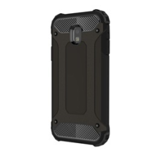 Gigapack Defender Samsung Galaxy J3 (2017) műanyag telefonvédő (közepesen ütésálló, légpárnás sarok, fémhatás, fekete) tok és táska