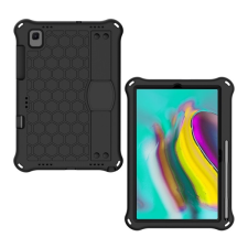 Gigapack Defender szilikon telefonvédő (közepesen ütésálló, kitámasztó, méhsejt minta + kézpánt) FEKETE Samsung Galaxy Tab A7 10.4 (2020) WIFI SM-T500, Samsung Galaxy Tab A7 10.4 (2020) LTE SM-T505 tablet tok