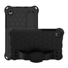 Gigapack Defender szilikon telefonvédő (közepesen ütésálló, kitámasztó, méhsejt minta + kézpánt) FEKETE [Samsung Galaxy Tab A7 Lite LTE (SM-T225)] tablet tok