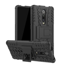 Gigapack Defender Xiaomi Redmi K30 műanyag telefonvédő (közepesen ütésálló, kitámasztó, autógumi minta, fekete) tok és táska