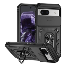 Gigapack Google Pixel 8a defender műanyag telefonvédő (ütésállóság, szilikon belső, tartógyűrű, kameravédő) fekete tok és táska