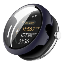 Gigapack Google Pixel Watch 3 45mm Műanyag keret (BUMPER, ütésállóság + kijelzővédő üveg) SÖTÉTKÉK okosóra kellék