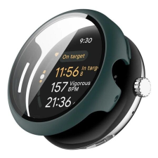 Gigapack Google Pixel Watch 3 45mm Műanyag keret (BUMPER, ütésállóság + kijelzővédő üveg) SÖTÉTZÖLD okosóra kellék