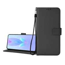 Gigapack Honor Magic6 Pro 5G tok álló, bőr hatású (flip, oldalra nyíló, asztali tartó, rombusz + kézpánt) fekete mobiltelefon kellék