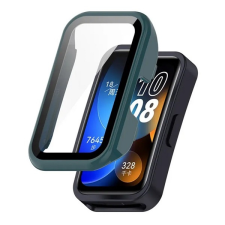 Gigapack Huawei Band 8 műanyag keret (bumper, ütésállóság + kijelzővédő üveg) sötétzöld okosóra kellék