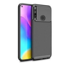 Gigapack Huawei P40 Lite E Szilikon telefonvédő (légpárnás sarok, karbon minta, fekete) tok és táska