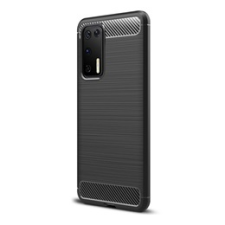 Gigapack Huawei P40 Szilikon telefonvédő (légpárnás sarok, szálcsiszolt, karbon minta, fekete) tok és táska