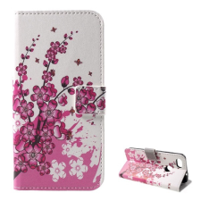 Gigapack Huawei P9 Lite Mini tok álló (Flip, oldalra nyíló, virág minta) fehér tok és táska