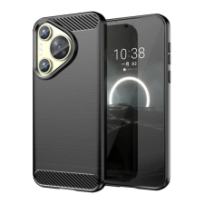 Gigapack Huawei Pura 70 szilikon telefonvédő (ütésállóság, légpárnás sarok, szálcsiszolt, karbon minta) fekete tok és táska