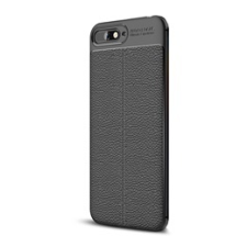 Gigapack Huawei Y6 (2018) Szilikon telefonvédő (bőr hatású, varrás minta, fekete) tok és táska