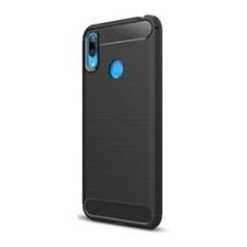 Gigapack Huawei Y7 (2019) Szilikon telefonvédő (légpárnás sarok, szálcsiszolt, karbon minta, fekete) tok és táska
