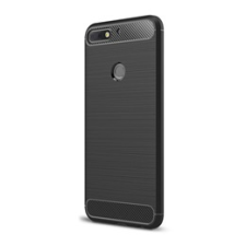Gigapack Huawei Y7 Prime (2018) Szilikon telefonvédő (légpárnás sarok, szálcsiszolt, karbon minta, fekete) tok és táska