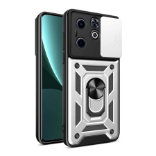 Gigapack Infinix Hot 40i (X6528) műanyag telefonvédő (ütésállóság, szilikon belső, tartógyűrű, kameravédő) ezüst mobiltelefon kellék