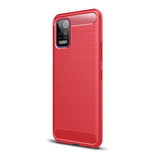 Gigapack LG K52 (LMK520) szilikon telefonvédő (közepesen ütésálló, szálcsiszolt, karbon minta) piros tok és táska