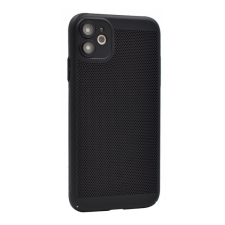 Gigapack Műanyag telefonvédő (légáteresztő, lyukacsos minta, kamera védelem) FEKETE Apple iPhone 11 tok és táska