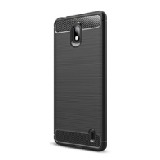 Gigapack Nokia 1+ Szilikon telefonvédő (légpárnás sarok, szálcsiszolt, karbon minta, fekete) tok és táska