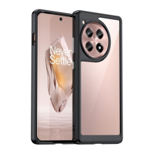 Gigapack Oneplus 12R 5g műanyag telefonvédő (szilikon keret, ütésállóság, átlátszó hátlap) fekete tok és táska