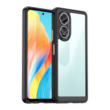 Gigapack Oppo A58 4G műanyag telefonvédő (szilikon keret, ütésállóság, átlátszó hátlap) fekete tok és táska
