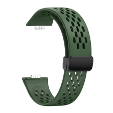 Gigapack Pótszíj (egyedi méret, szilikon, lyukacsos, légáteresztő) SÖTÉTZÖLD Huawei Watch Fit 3 okosóra kellék