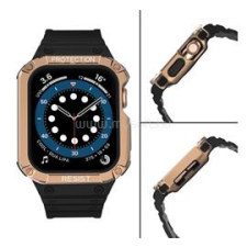 Gigapack Pótszíj (egyedi méret, szilikon, ütésállóság + szilikon keret) FEKETE/ROZÉARANY (GP-141538) okosóra kellék