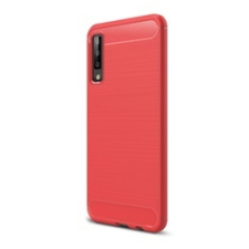 Gigapack Samsung Galaxy A7 (2018) Szilikon telefonvédő (légpárnás sarok, szálcsiszolt, karbon minta, piros) tok és táska
