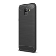 Gigapack Samsung Galaxy J6 (2018) Szilikon telefonvédő (légpárnás sarok, szálcsiszolt, karbon minta, fekete) tok és táska