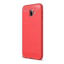 Gigapack Samsung Galaxy J6+ Szilikon telefonvédő (légpárnás sarok, szálcsiszolt, karbon minta, piros) tok és táska