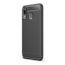 Gigapack Samsung Galaxy M20 Szilikon telefonvédő (légpárnás sarok, szálcsiszolt, karbon minta, fekete) tok és táska