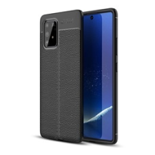 Gigapack Samsung Galaxy S10 Lite Szilikon telefonvédő (bőr hatású, varrás minta, fekete) tok és táska