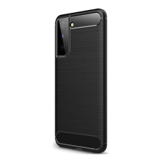 Gigapack Samsung Galaxy S21 Plus 5G Szálcsiszolt Szilikon Tok - Fekete tok és táska