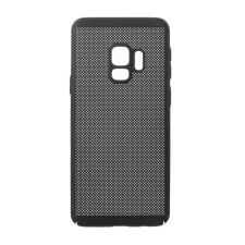 Gigapack Samsung Galaxy S9 (SM-G960) műanyag telefonvédő (gumírozott, lyukacsos minta) fekete tok és táska