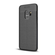 Gigapack Samsung Galaxy S9 Szilikon telefonvédő (bőr hatású, varrás minta, fekete) tok és táska