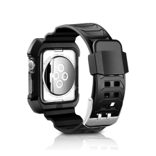 Gigapack Szilikon keret (szilikon szíj, ütésálló) FEKETE [Apple Watch Series 1 42mm] (5996457744404) okosóra kellék