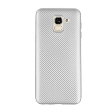 Gigapack Szilikon telefonvédő (karbon minta) EZÜST [Samsung Galaxy J6 (2018) SM-J600F] (5996457795475) tok és táska