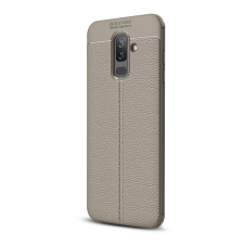 Gigapack Szilikon telefonvédő (közepesen ütésálló, bőr hatású, varrás minta) SZÜRKE Samsung Galaxy A6+ (2018) SM-A605F tok és táska
