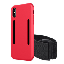 Gigapack Szilikon telefonvédő (közepesen ütésálló + karpánt) PIROS [Apple iPhone XS 5.8] tok és táska